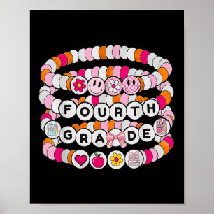 Preppy Back To School Fourth Grade Bracelet Teache Poster