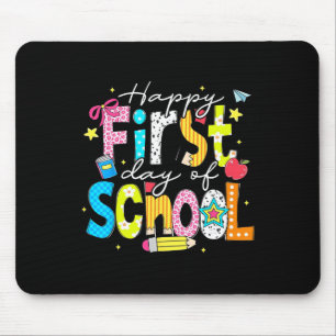 Preppy Back To School Happy First Day Of School Re Mouse Pad