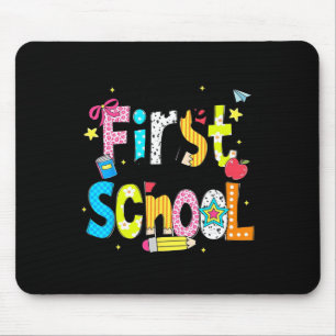 Preppy Back To School Happy First Day Of School Re Mouse Pad