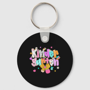 Preppy Back To School Kindergarten Coquette Bow Gi Keychain