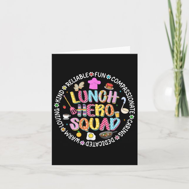 Preppy Back To School Lunch Lady Squad Cafeteria C Card (Front)