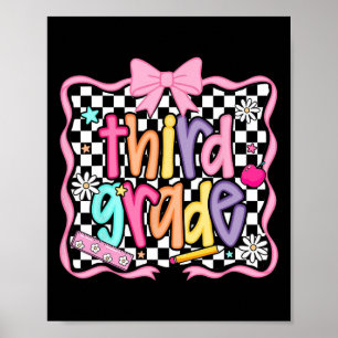 Preppy Back To School Pink Coquette Floral Cute Th Poster