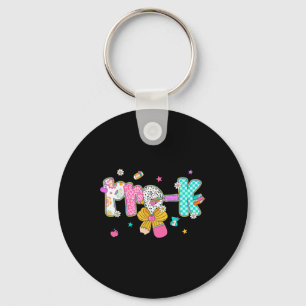 Preppy Back To School Pre-k Cute Coquette Bow Girl Keychain