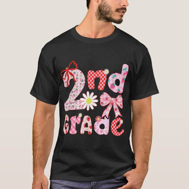 Preppy Back To School Strawberry Coquette 2Nd  T-Shirt (Front)