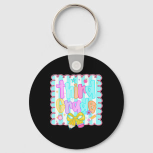 Preppy Back To School Third 3rd Grade Teacher Stud Keychain