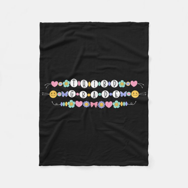 Preppy Back To School Third Grade Bracelet Teacher Fleece Blanket (Front)
