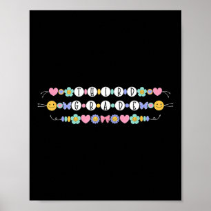 Preppy Back To School Third Grade Bracelet Teacher Poster