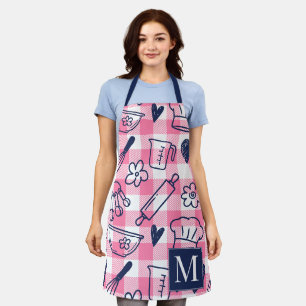 Preppy Baking Pink Gingham Recipe Apron