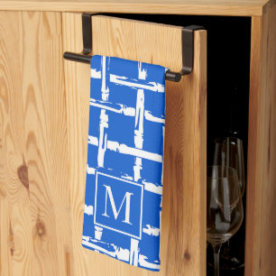 Preppy Bamboo – Royal Blue Coastal Monogram Kitchen Towel