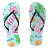 Palm Tree Personalized Beach Wedding Flip Flops White Strap, Women Medium