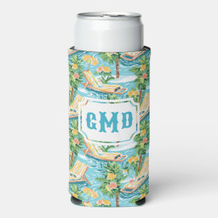 Preppy Beach Lounger   Monogram  Seltzer Can Cooler