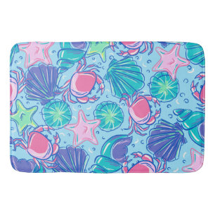Preppy Beach Shell Crab Bath Mat