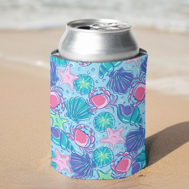Preppy Beach Shell Crab Can Cooler (Creator Uploaded)