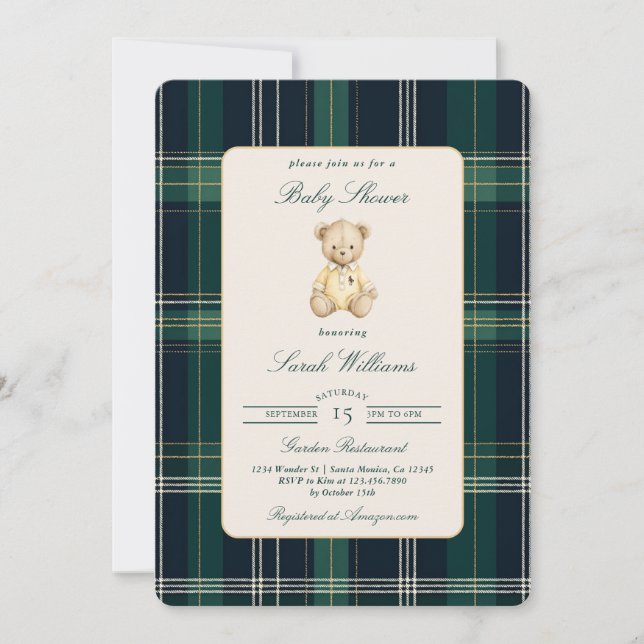 Preppy Bear Baby Shower Boy Invitation (Front)