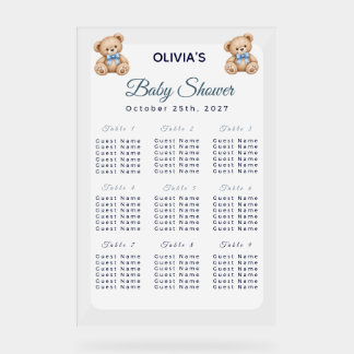 Preppy Bear Baby Shower Boy Seating Chart Foam Boa
