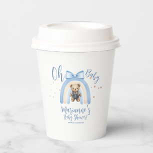 Preppy Bear Overalls Boy Casual Baby Shower Paper Cups