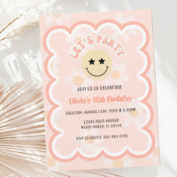 Preppy Beige Daisy Y2K Happy Face Party Birthday