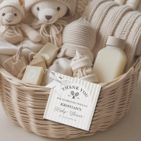 Preppy Beige Tennis Chic Baby Shower Thank You