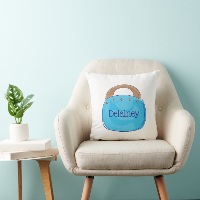 Preppy Bermuda Bag Personalized Throw Pillow (Chair)