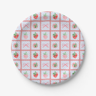 Preppy Berry First Birthday Watercolor Strawberrie Paper Plate