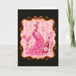 Preppy Birthday Birthday Cheers Peacock Cocktail Card