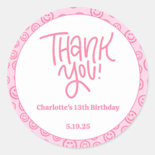 Preppy Birthday Thank You Sticker