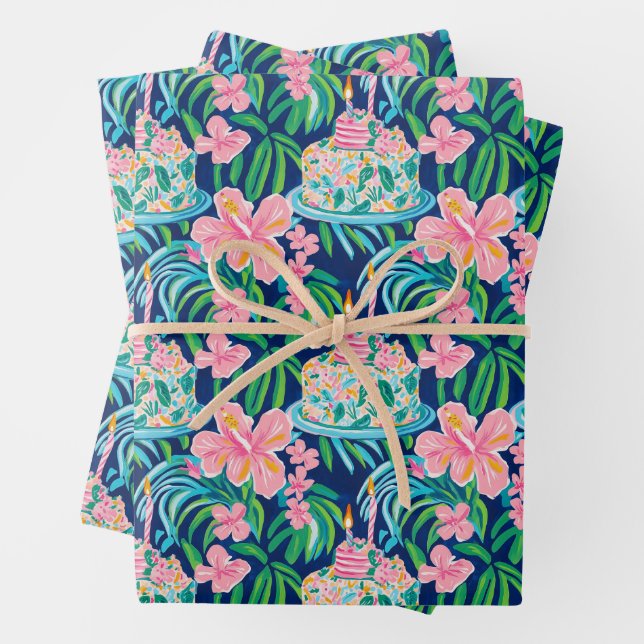 Preppy Birthday Wrapping Paper (In situ)