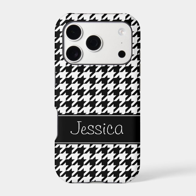 Preppy Black and White Houndstooth Personalized (Back)