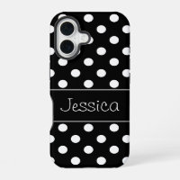 Preppy Black and White Polka Dots Personalized