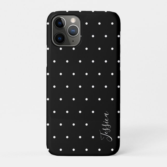  Preppy Black and White Tiny Polka Dots Pattern Case-Mate iPhone Case (Back)
