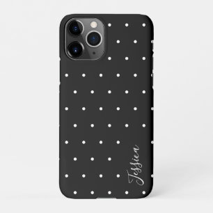  Preppy Black and White Tiny Polka Dots Pattern iPhone 11Pro Case
