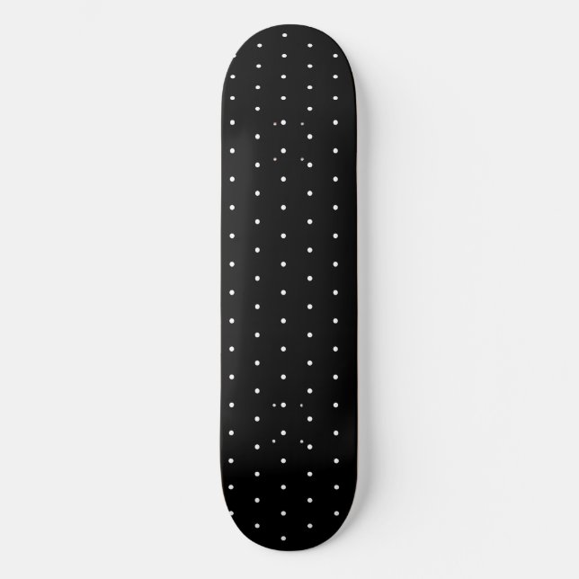  Preppy Black and White Tiny Polka Dots Pattern Skateboard (Front)