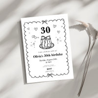 preppy black Coquette bow 30th birthday