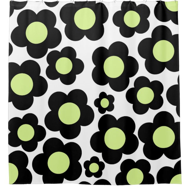 Preppy Black Neon Green Hippie Flower Pattern (Front)