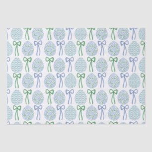 Preppy Blue and Green Easter Bows and Eggs Tissue Paper
