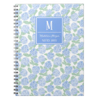 Preppy Blue and Green Hydrangeas Monogram
