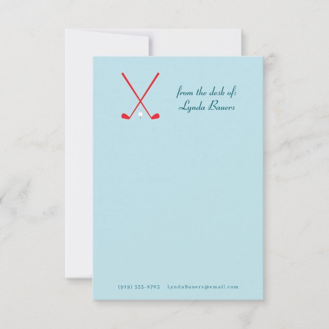 Preppy Blue and Red Golf Stationery Note Card (Front)