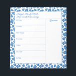 Preppy Blue And White Animal Print Meal Planner Notepad<br><div class="desc">A chic meal planner / weekly activities planner design that you can customize with your own text if preferred. The design features a blue and white Leopard print pattern border and template fields for you to customize the wording.</div>