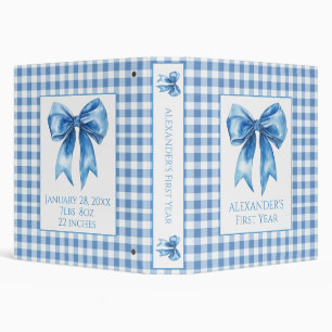 Preppy Blue and White Gingham and Bow Memory Album Binder