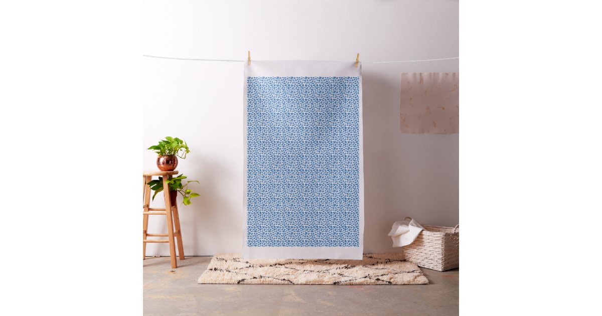 Preppy Blue And White Leopard Print Pattern Fabric