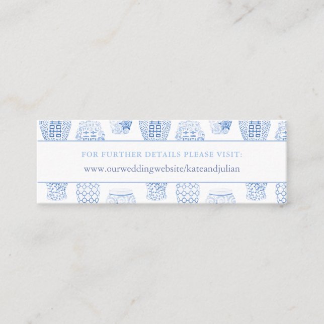 Preppy Blue And White Wedding Website Insert Card (Front)