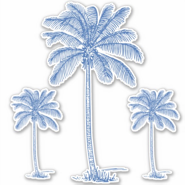 Preppy Blue Coastal Palmetto Palm Trees (Front)