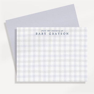 Preppy Blue Gingham Nursery Note Card