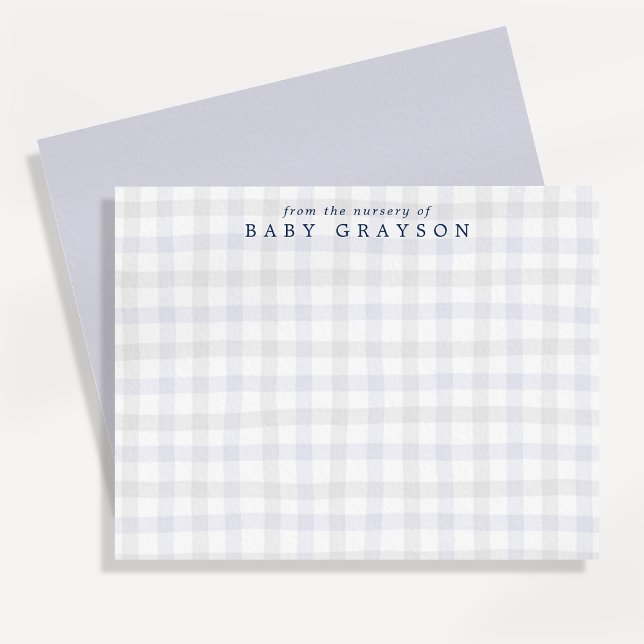 Preppy Blue Gingham Nursery Note Card (Creator Uploaded)