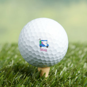 Preppy Blue Golf Cart Personalized Balls