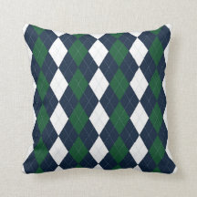 Preppy Blue & Green Argyle Pillow #2