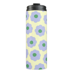 Preppy Blue Green Cute Hippie Flower Pattern Thermal Tumbler