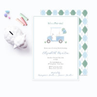 Preppy Blue Green Golf Cart Baby Boy Shower