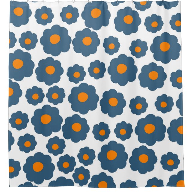 Preppy Blue Orange Hippie Flower Pattern (Front)