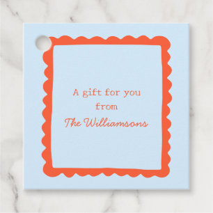 Preppy Blue Orange Whimsical Border Gift From Favour Tags